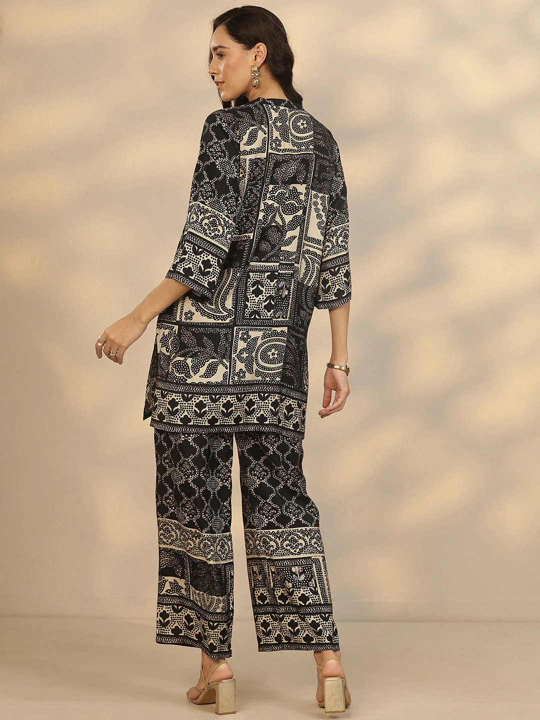 Black Printed Muslin Co-Ord Sets - Image 4